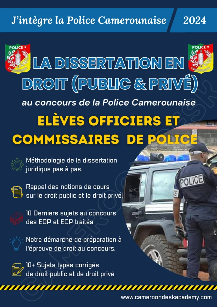 Bord de dissertation en droit au concours de la police camerounaise.