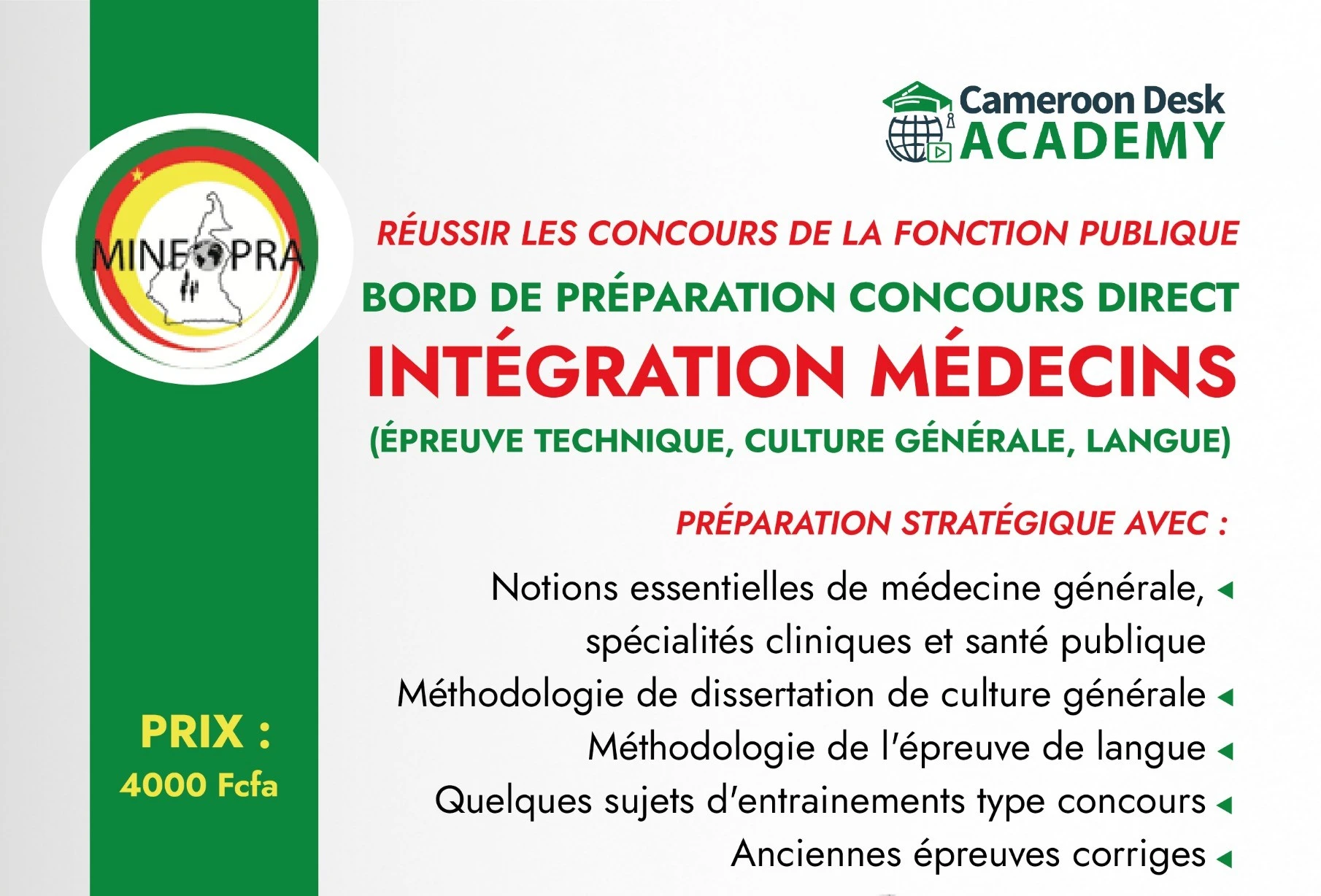 Bord de Prépa Concours d'intégration Médecins
