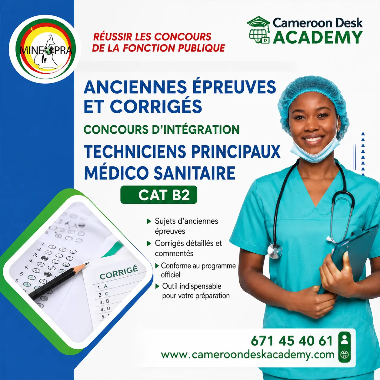Parfait. Fait pareil pour ''Anciennes épreuves et corrigés concours d’intégration des Inspecteurs des Régies Financières (Trésor) - Cat A1'' Met maintenant l'image d'un homme africain